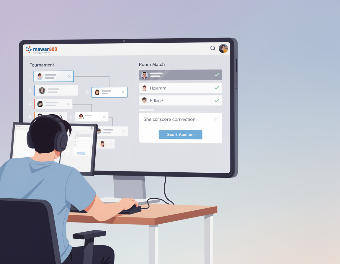 Ilustrasi cara mengajukan koreksi skor tanpa membuat thread panjang untuk turnamen game online mawar888 dengan bracket dan room match